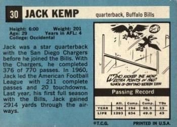 1964 Topps #30 Jack Kemp Back