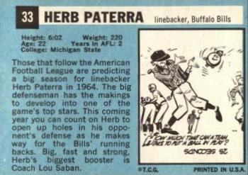 1964 Topps #33 Herb Paterra Back