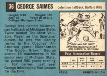 1964 Topps #36 George Saimes Back
