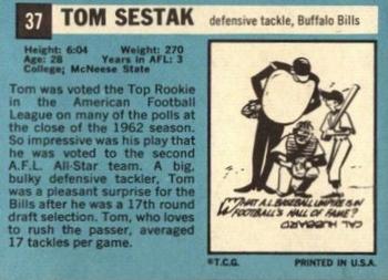 1964 Topps #37 Tom Sestak Back