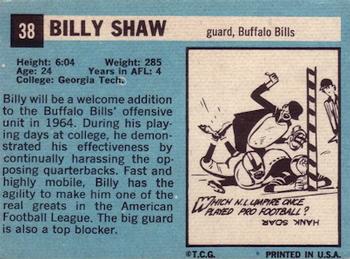1964 Topps #38 Billy Shaw Back
