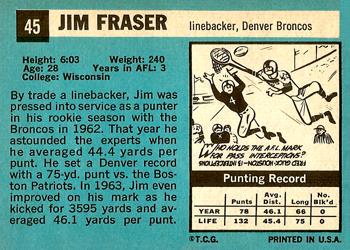 1964 Topps #45 Jim Fraser Back