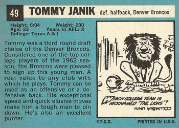 1964 Topps #49 Tom Janik Back