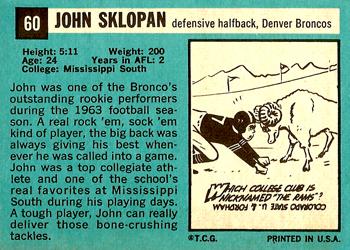 1964 Topps #60 John Sklopan Back