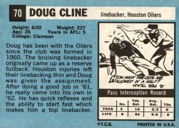 1964 Topps #70 Doug Cline Back