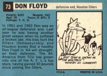 1964 Topps #73 Don Floyd Back
