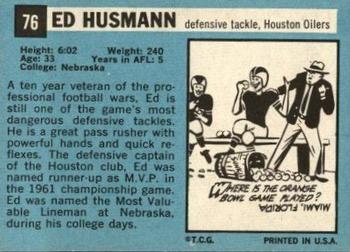 1964 Topps #76 Ed Husmann Back