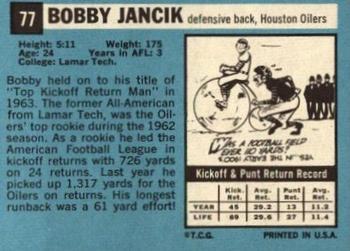 1964 Topps #77 Bobby Jancik Back