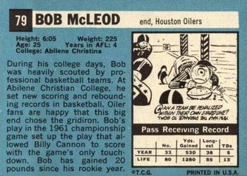 1964 Topps #79 Bob McLeod Back