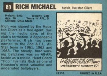 1964 Topps #80 Rich Michael Back