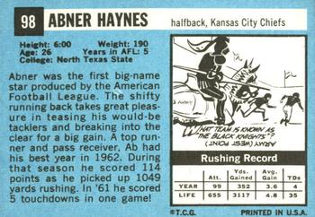 1964 Topps #98 Abner Haynes Back