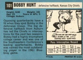 1964 Topps #101 Bobby Hunt Back