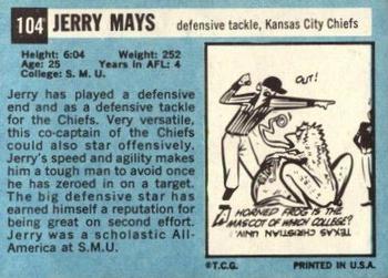 1964 Topps #104 Jerry Mays Back