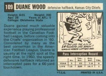 1964 Topps #109 Duane Wood Back