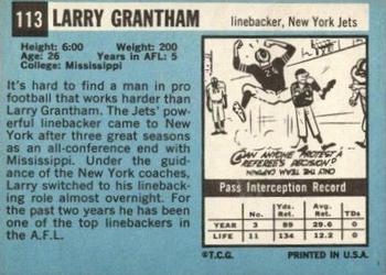 1964 Topps #113 Larry Grantham Back