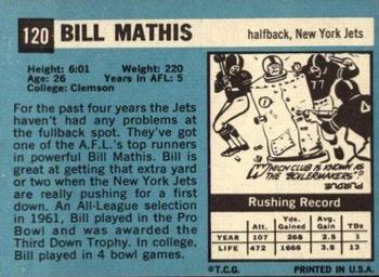 1964 Topps #120 Bill Mathis Back