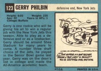 1964 Topps #123 Gerry Philbin Back