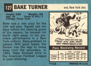 1964 Topps #127 Bake Turner Back
