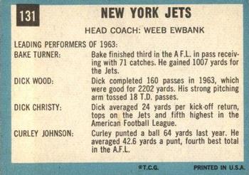 1964 Topps #131 Jets Team Back