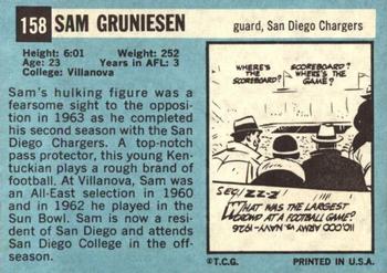 1964 Topps #158 Sam Gruneisen Back
