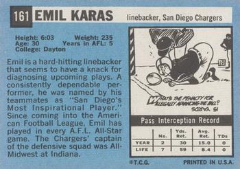 1964 Topps #161 Emil Karas Back
