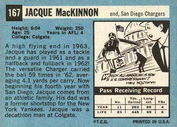 1964 Topps #167 Jacque MacKinnon Back