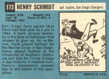 1964 Topps #172 Henry Schmidt Back