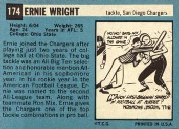 1964 Topps #174 Ernie Wright Back