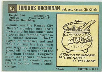 1964 Topps #92 Buck Buchanan Back