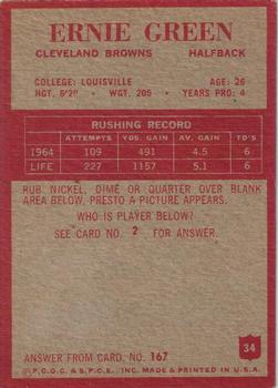 1965 Philadelphia #34 Ernie Green Back