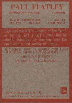 1965 Philadelphia #106 Paul Flatley Back