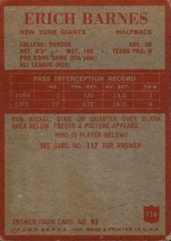 1965 Philadelphia #114 Erich Barnes Back