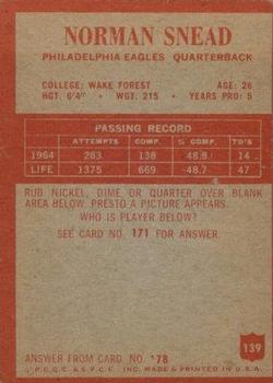 1965 Philadelphia #139 Norman Snead Back