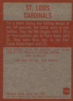 1965 Philadelphia #155 St. Louis Cardinals Back