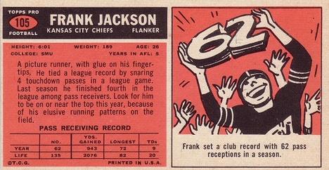 1965 Topps #105 Frank Jackson Back