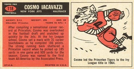 1965 Topps #118 Cosmo Iacavazzi Back