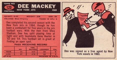 1965 Topps #120 Dee Mackey Back