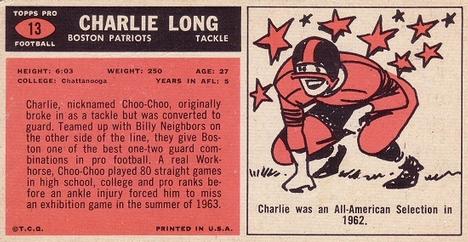 1965 Topps #13 Charles Long Back