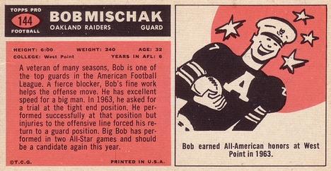 1965 Topps #144 Bob Mischak Back