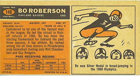 1965 Topps #149 Bo Roberson Back