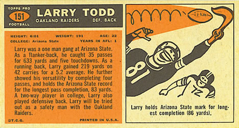 1965 Topps #151 Larry Todd Back