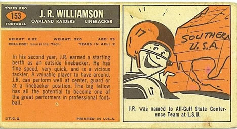 1965 Topps #153 J.R. Williamson Back