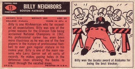 1965 Topps #15 Bill Neighbors Back