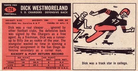 1965 Topps #174 Dick Westmoreland Back