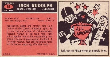 1965 Topps #19 Jack Rudolph Back