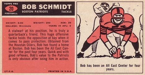 1965 Topps #20 Bob Schmidt Back