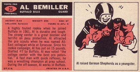 1965 Topps #25 Al Bemiller Back
