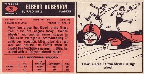 1965 Topps #28 Elbert Dubenion Back