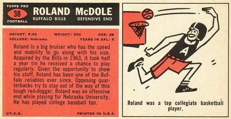 1965 Topps #38 Ron McDole Back