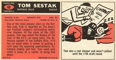 1965 Topps #40 Tom Sestak Back
